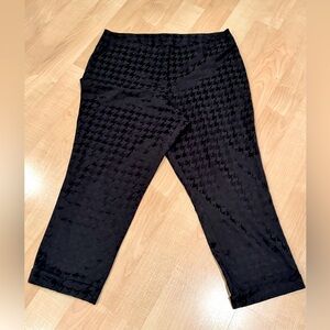 Black satin pants with houndstooth pattern, Lane Bryant, size 20
